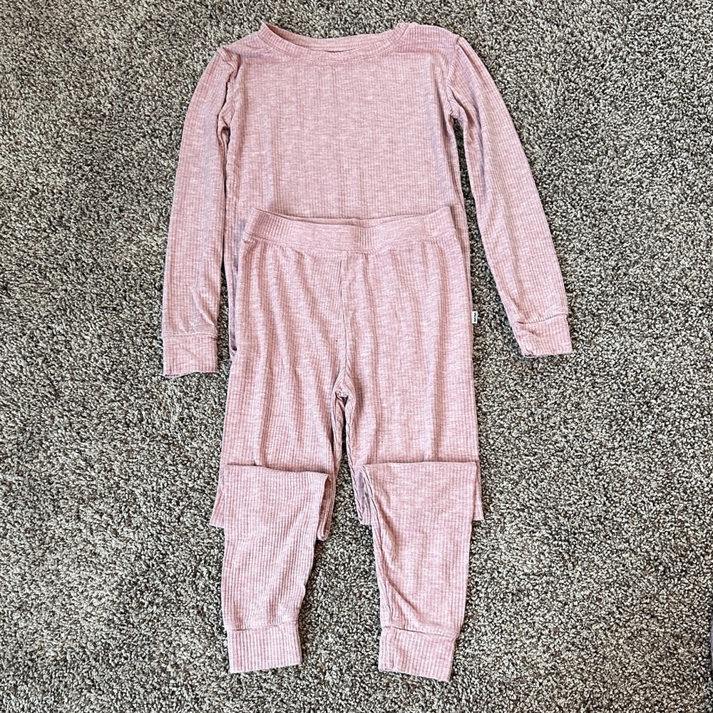 Little Sleepies Soft Dusty Pink Ribbed Long Sleeve Pajama Set